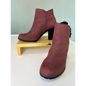Timberland Tillston Burgundy Nubuck Leather Ankle Boots Womens 9.5W